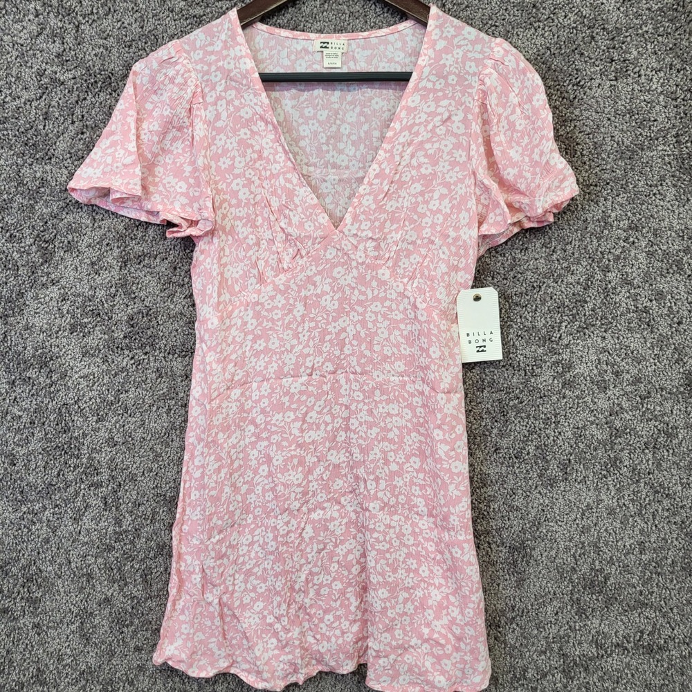 Billabong Short and Sweet Dress Women S Pink NWT Floral Mini ABJWD00371
